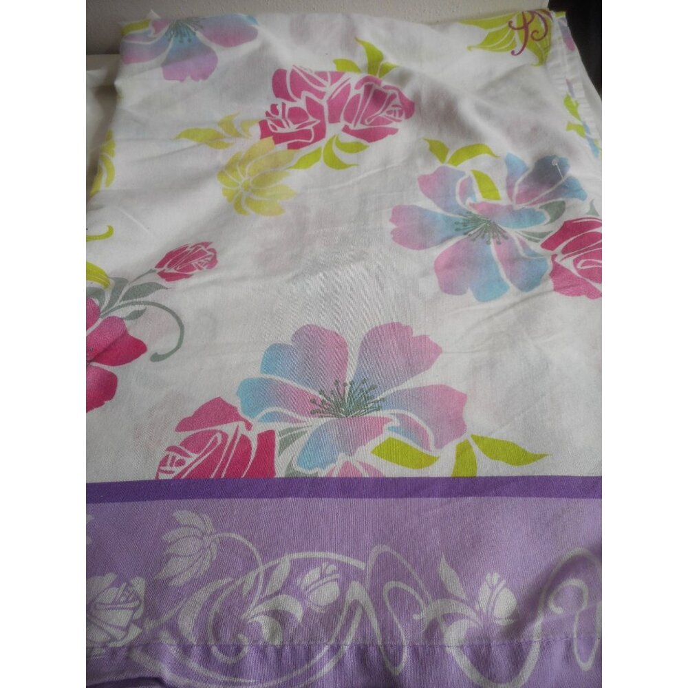 Disney PrincessTwin flat Sheet Tropical Colorful Floral on White Cotton Blend